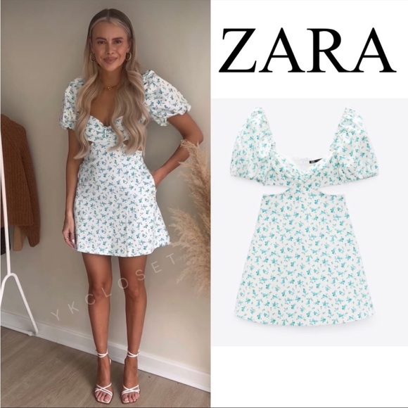 New Zara Floral Cut Out Dress - Picture 6 of 16
